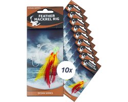Eurocatch Makreel Onderlijn -3-Haken - Rood/geel - 10 stuks -Paternoster - Zeevissen