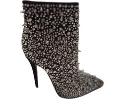 RUON- EROTISCH ENKELLAARSJE-TEXTIEL MET SILVER STUDS- 9 CM HEEL-37