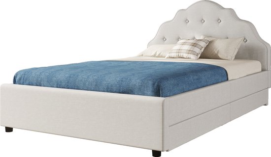Zravenna Gestoffeerd bed 160x200 met bedlade, opbergbed bedframe met lattenbodem (Zonder matras), tweepersoonsbed tienerbed voor slaapkamer, Grijs (Grijs, 160x200cm