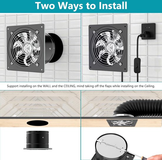 HG Power Afvoerventilator, 200 mm, 980 m³/uur, wandventilator met terugloopklep, krachtig met EU-stekker voor keuken, badkamer, garage, kelder, zilver HG Power Afvoerventilator, 200 mm, 980 m³/uur, wandventilator met terugloopklep, krachtig met EU-stekker voor keuken, badkamer, garage, kelder, zilver