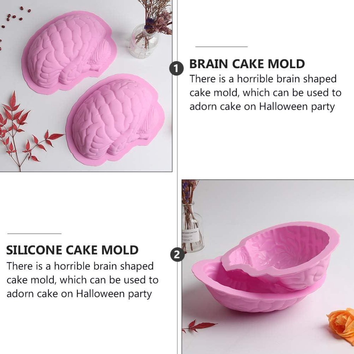 Moule à Gâteau En Silicone En Forme De Cerveau Unique 558, Moule à Savon En Silicone, Moules à Bougies En Silicone, Moule à Gâteau En Silicone, Moule à Base De Gâteau En Silicone