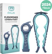 DOWO® - Ouvre-boîte - Ouvre-bocal Multi bocaux 5 en 1 - Ouvre-boîtes - Ergonomique et convivial pour l'arthrite - Blauw