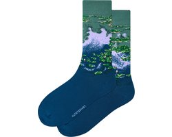 Kunst sokken - Waterlelies: Claude Monet - Sokken Dames 36 40 - Biologisch Katoenen Sokken - funny socks happy - Vrolijke Sokken - Grappige Sokken - Sokken Cadeau
