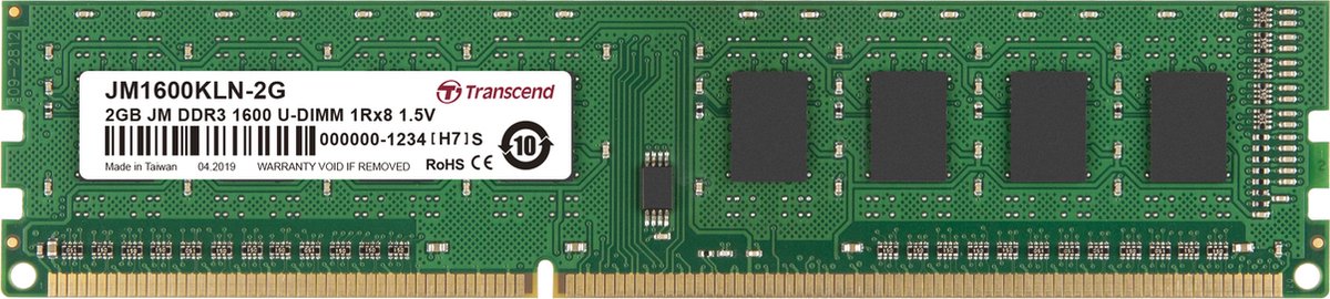 Transcend Jetram Jm1600Kln-2G Geheugenmodule 2 Gb 1 X 8 Gb Ddr3