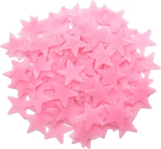 Scoby - Glow in the Dark Sterren - 100 Mini Sterren - Kinderkamer Decor - Nachtlicht - Roze