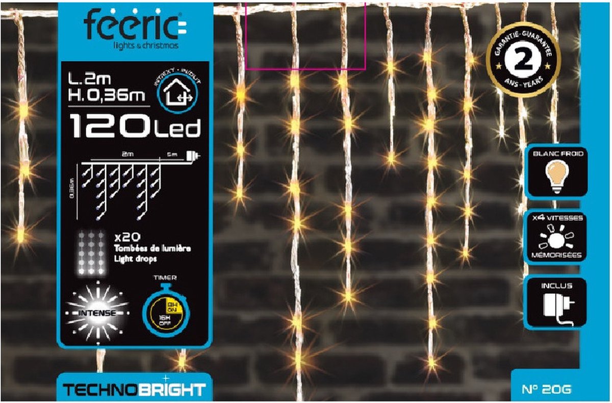 Feeric Lights & Christmas Ijspegelverlichting -120 leds - warm - 200 cm- buiten -batterij