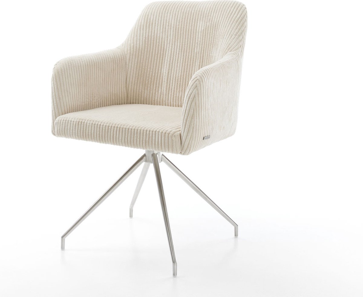 DELIFE Gestoffeerde-stoel Greg-Flex kruisframe conisch roestvrij staal koord beige pocketveer kern