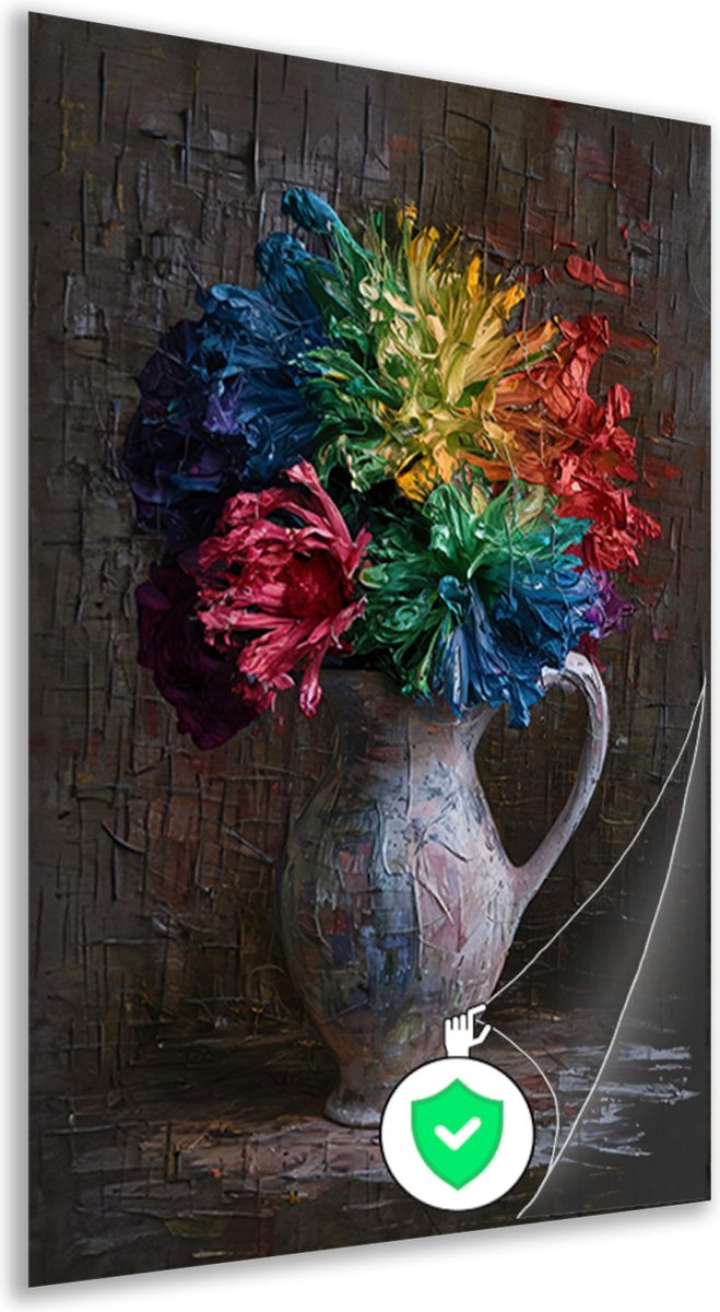 Bloemen muurdecoratie - Natuur wanddecoratie - Poster Vaas - Wanddecoratie klassiek - Slaa