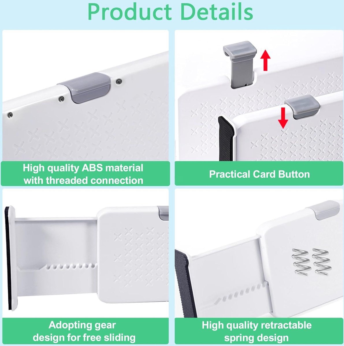 5 Séparateurs De Tiroirs Réglables Dntorx - Blanc ABS