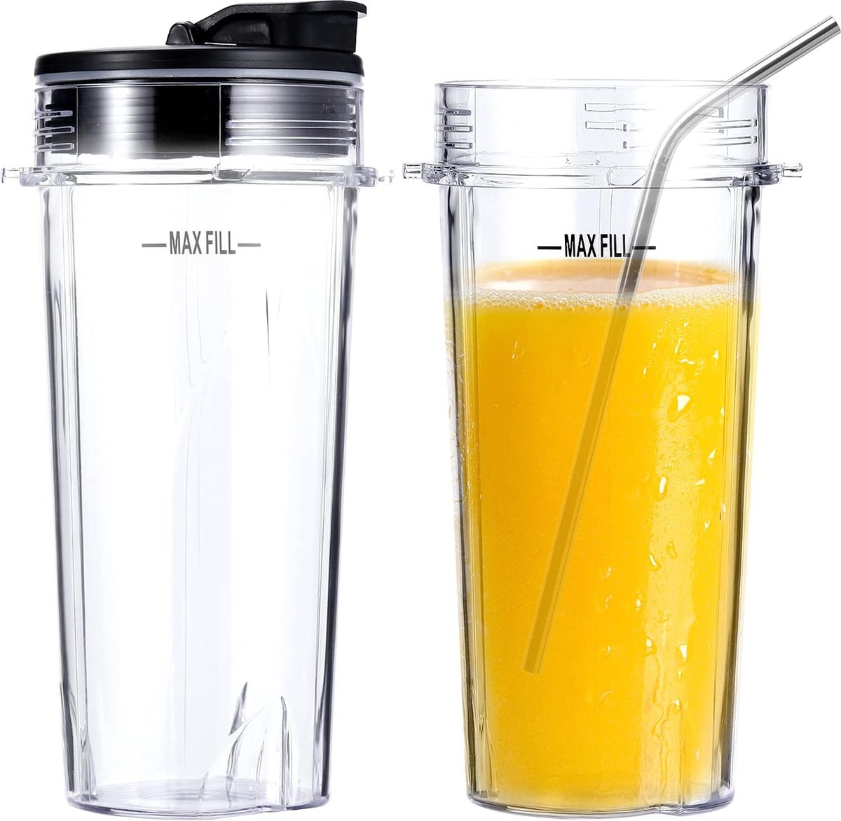 16oz Blender Cup Set - 6 stuks Vervangende onderdelen Compatibel met Geschikt voor Ninja Single Serve Cup met deksel en afsluitdeksel Compatibel met Nutri Ninja-serie Geschikt voor QB3000 BL770 BL780 BL660 BL740 BL810 Blenders – foto 5