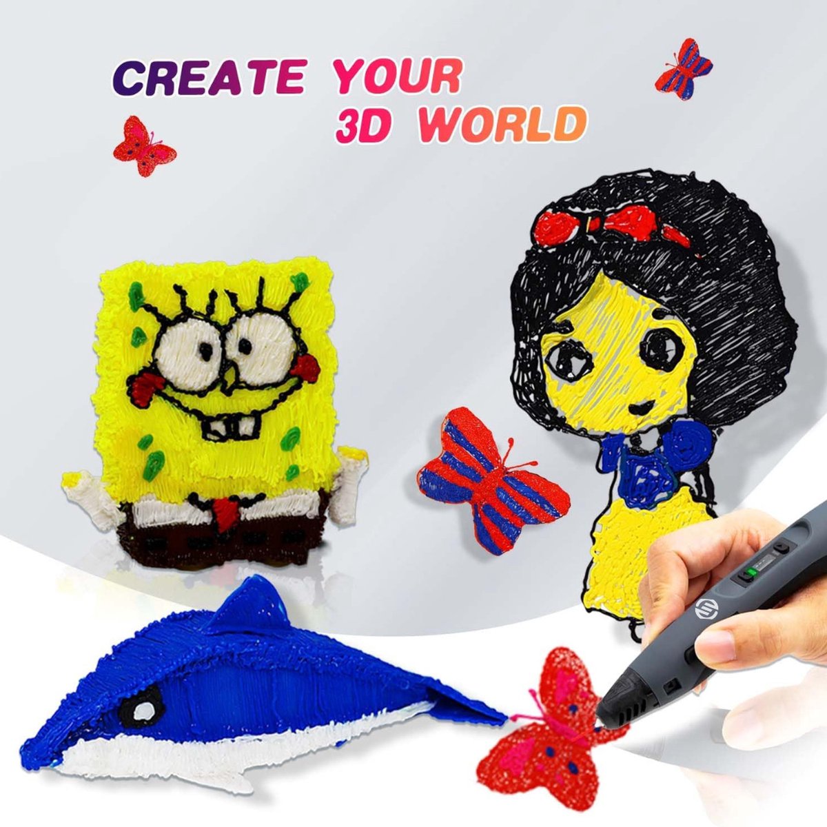 Equivera 3D Pen - 3D Starterspen - 3D Pen Starterspakket - Knutselen en Tekenen - 3D Printen - Incl. Vullingen en Filament - Kinderen en Volwassenen
