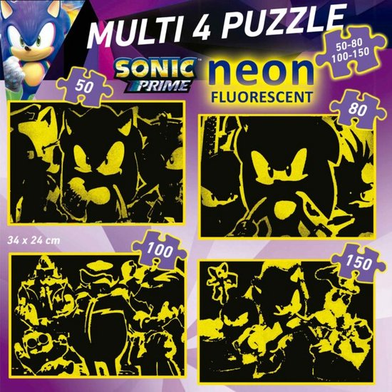 Educa puzzel Sonic Neon - 4 puzzels 50,80,100,150 stukes | bol