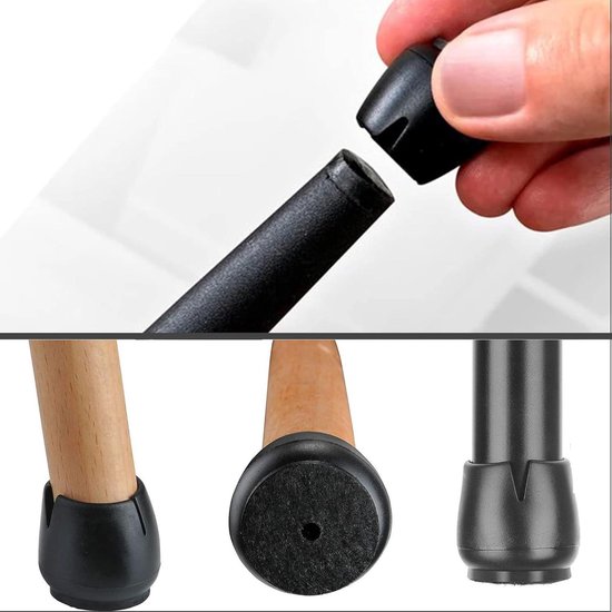 QUARKZMAN 36 stuks stoelpootdoppen, 8 mm (1/3), stoelpootdoppen zonder merk, antislip voetafdekkingen, vloerkappen, eindkappen voor ronde tafels, meubels, zwart