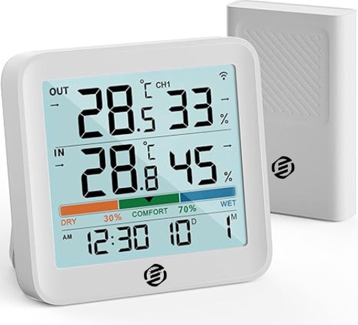 Equivera Weerstation Binnen en Buiten Weerstation voor in Huis Temperatuur en Luchtvochtigheid Draadloos
