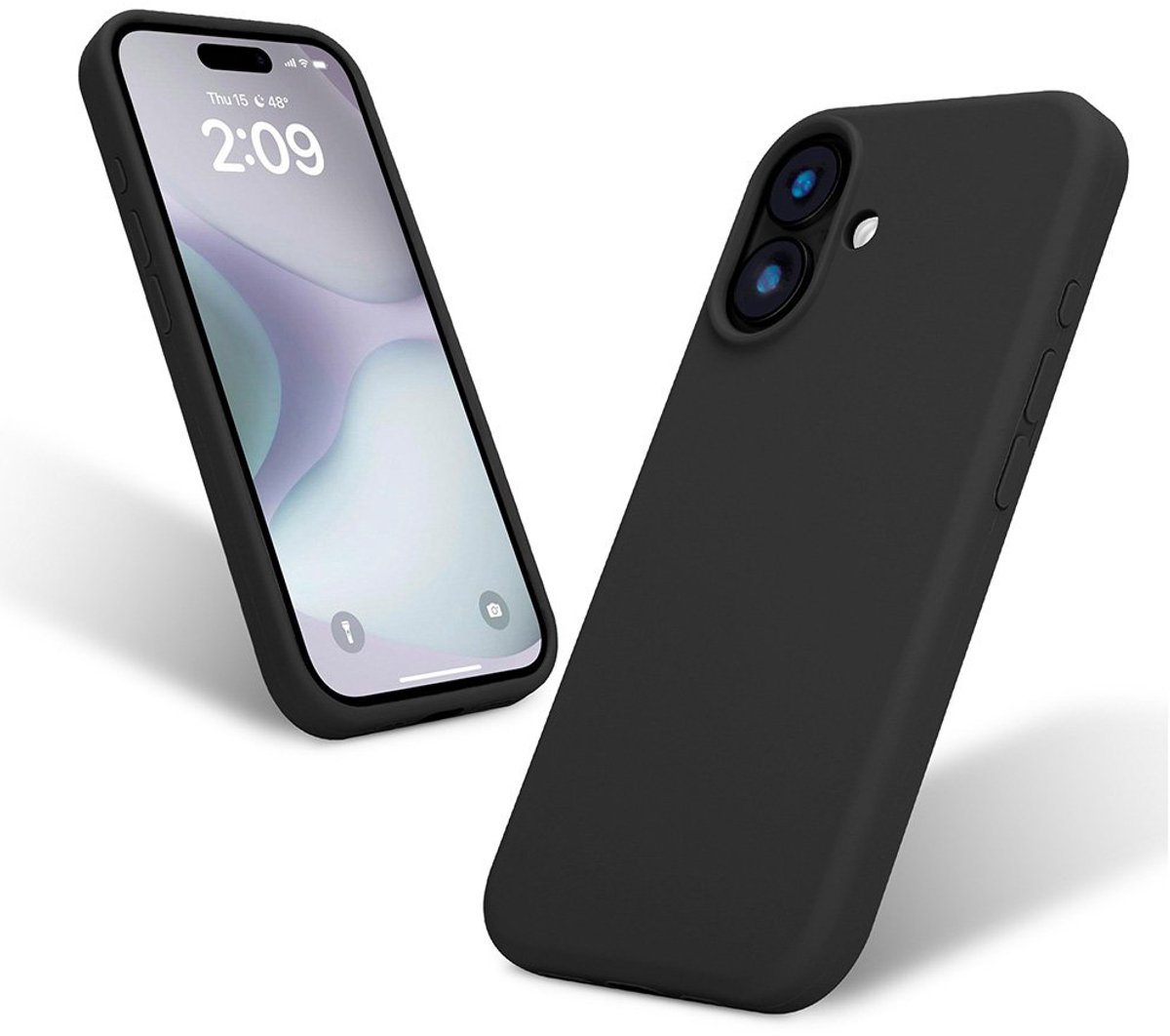 Liquid Silicone Hoesje geschikt voor iPhone 16 - zwart- Dagelijks gebruik - Duurzaam - Flexibel - Stijlvol en Comfortabel - Schokbestendig - Soft Touch Siliconen