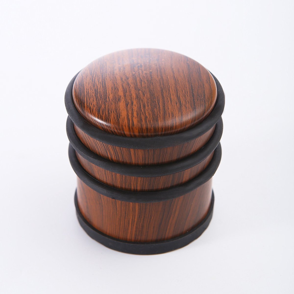 2 stuks Deurstopper van rubber zonder stoot Ronde deurstopper van roestvrij staal Stille deurstopper voor op de vloer voor huishoudelijk gebruik Deurstopper met houtnerfmotief Deurbuffer 7X7X8CM