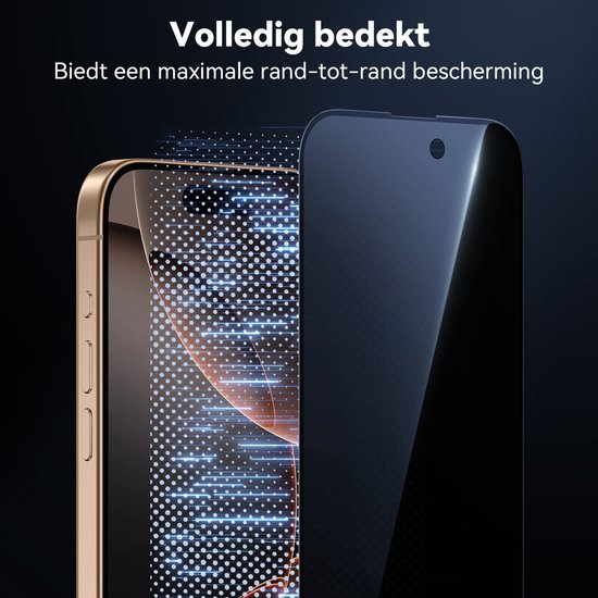 Protecteur d'écran adapté pour iPhone 16 Pro Protecteur d'écran Privacy Private Glas Trempé Tempered Glass Full Cover - Protecteur d'écran adapté pour iPhone 16 Pro Screen Protector Privacy Screen Cover - Entièrement opaque - 2 pièces