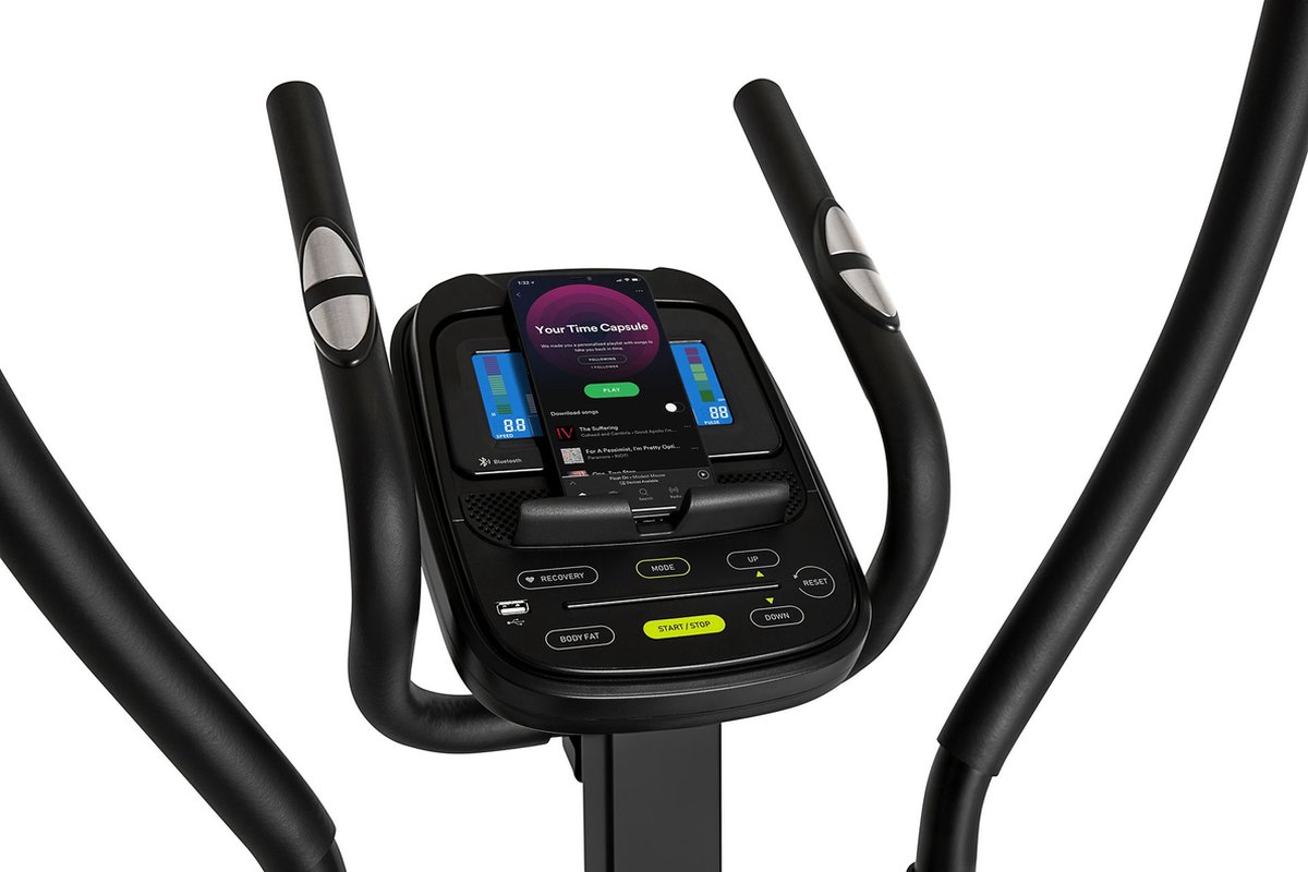 Afbeelding 3 van Zipro Heat Elektromagnetische Crosstrainer, Hartslagsensoren, Gemakkelijk te transporteren, Antislippedalen, Flessenhouder, Homegym, Stabiele structuur, Max. gebruikersgewicht 150 kg, zwart en groen