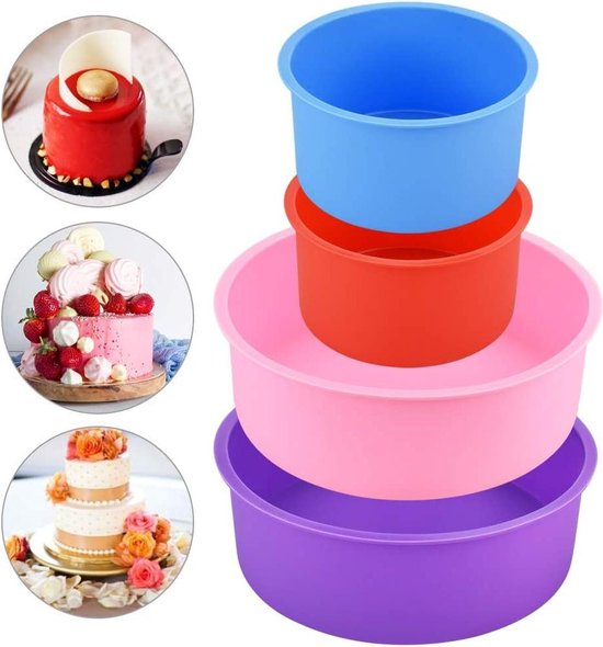 YXHZVON Set van 4 siliconen cakevormen in de vorm van cijfer 4, 25,4 cm, grote 3D-bakvorm om zelf te maken, siliconen bakvormen met antiaanbaklaag voor verjaardag en verjaardag