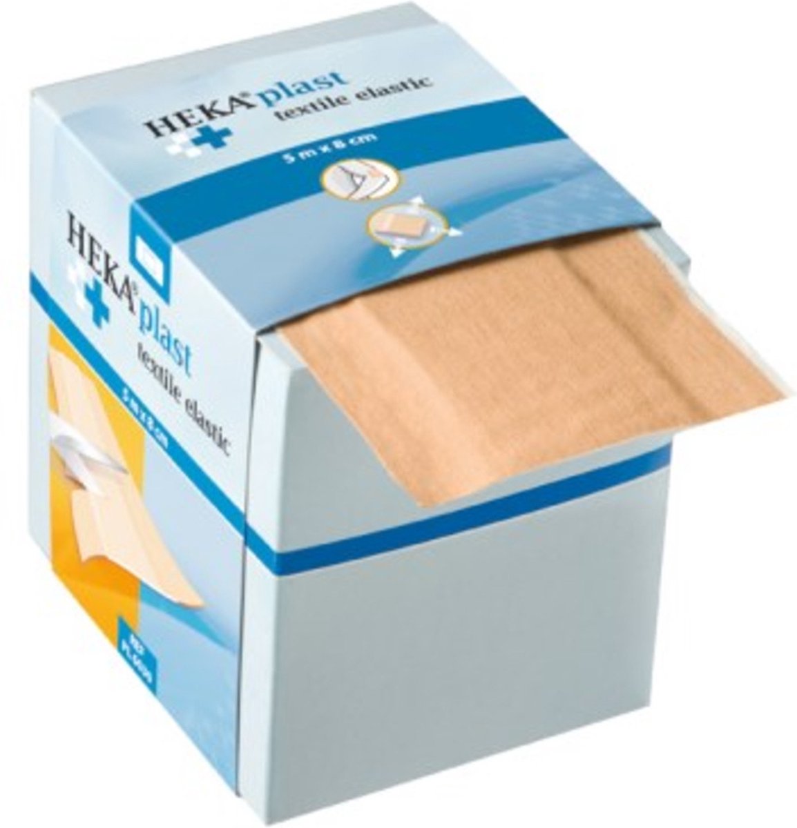 Goedkoopste HEKA plast textile elastic dispenserdoos 5 m x 6 cm niet steriel - Pleister op rol