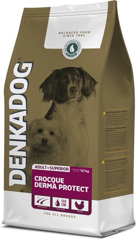 Denkadog Superior Crocque Derma Protect - Hondenvoer - Kip Rund Rijst 12.5 kg