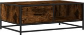vidaXL - Table basse - 90x57x35 - cm - décorée - bois - et - métal - fumé - chêne