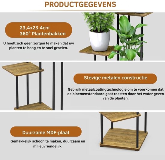 Bloementrap met 4 etages, metalen plantentrap, 79 cm hoog