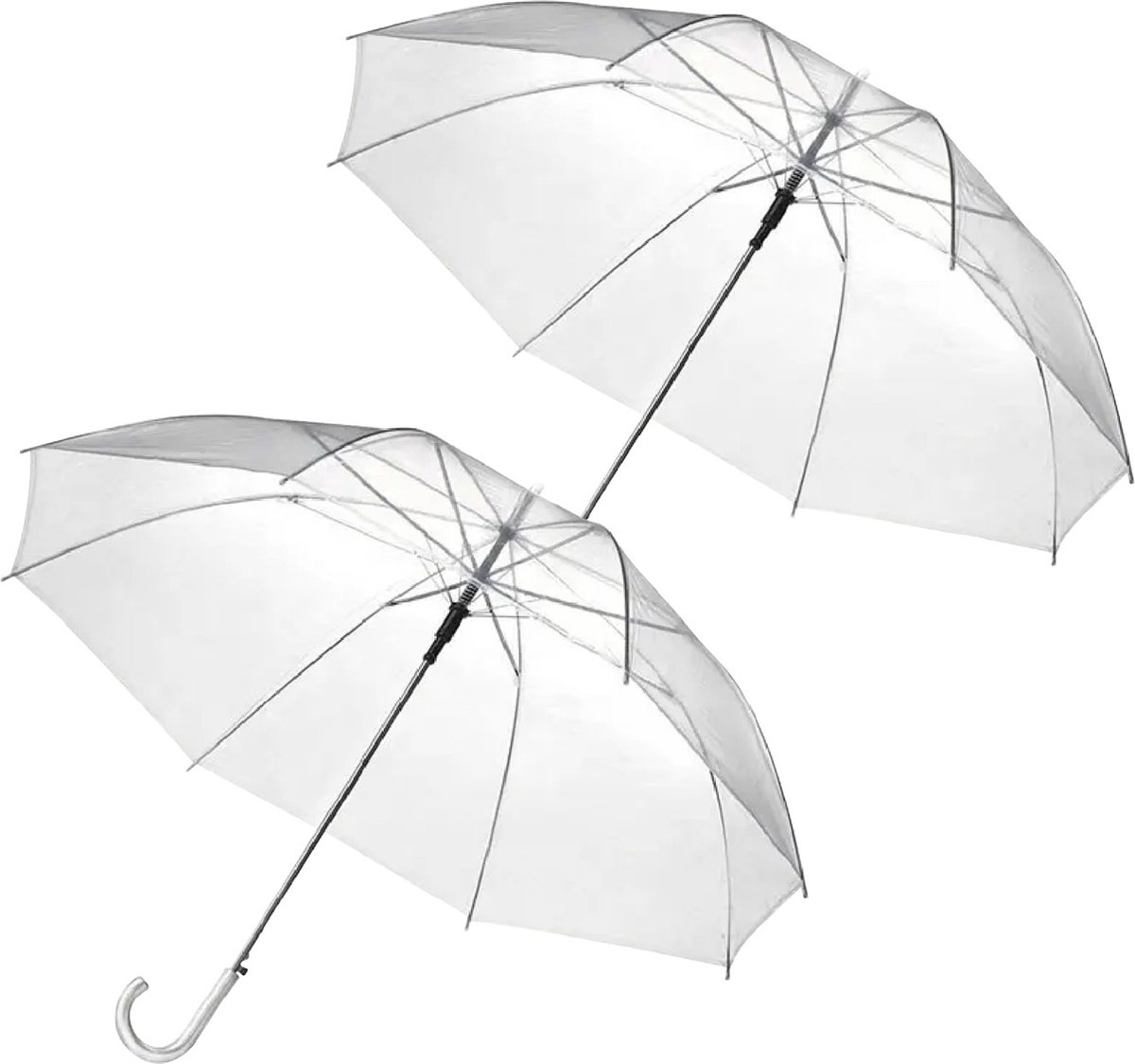 Muntel® Transparante Paraplu - 2 Stuks - Doorzichtig - Voor Volwassenen - Ø 94 cm op Prijzenvolger.com
