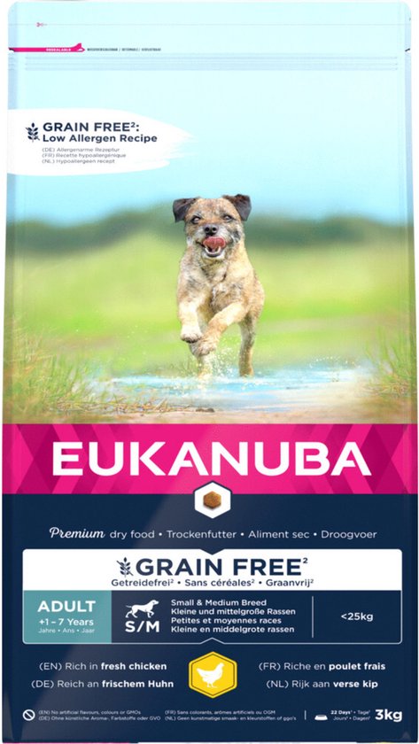 Eukanuba Adult Small Medium Grain Free Kip - Hondenvoer - 3 kg