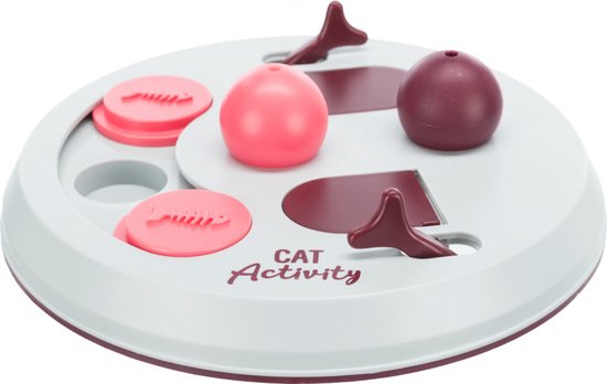 Foto: Trixie cat activity flip board bes roze lichtgrijs 23x23 cm