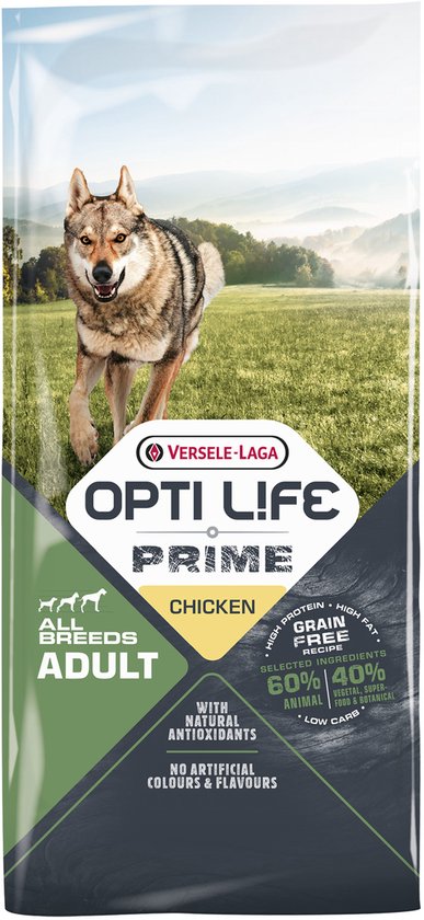 Opti Life Prime Adult All Breeds Kip - Hondenvoer - 12.5 kg Graanvrij