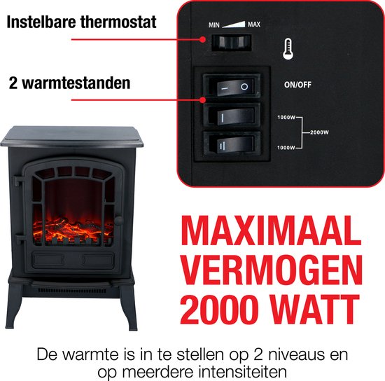 Chauffage Ã©lectrique Classic Fire Torino avec effet feu ouvert (noir)