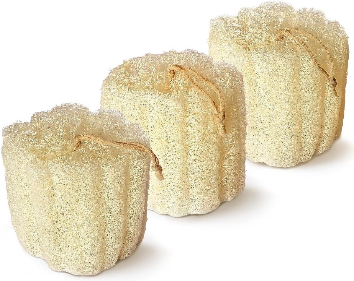 Goedkoopste Douchespons Natuurlijke Loofah Bad Exfoliating Scrubber | Zachte Spa Lufa Sponzen (3-pack