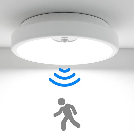 OSRAM NIGHTLUX plafondlamp, zilver, met bewegings- en lichtsensor, op batterijen, IP20, 105 lm, 4000K, eenvoudige installatie en robuuste behuizing