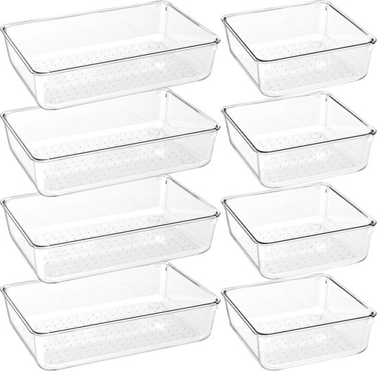 Grace Store 16 Pcs Clear Plastic Drawer Organizer Trays Desk Versatile Kitchen Drawer Organizer Baking Tray for Makeup Bedroom Office Grace Store 16 Pcs Clear Plastic Drawer Organizer Trays Desk Versatile Kitchen Drawer Organizer Baking Tray for Makeup Bedroom Office