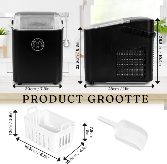 Ijsblokjesmachine - IJsmachine met Schep - IJsblokjesmachine 1L Watertank - 8 Blokjes in 6 Minuten van Nuovoware — afbeelding 2