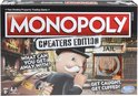 Monopoly Cheaters Edition bordspel met Mr. Monopoly voor de gevangenis en bank.
