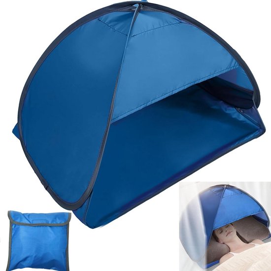Mini Hoofdtent - 1 Stuk - Strandtent - Pop-Up Tent - Baby Speeltent - Windscherm - Hond Kat Camping Tent - Draagbare hoofdsteuntent - Snel Op Te Zetten - Waterdicht - Voor Anti-Uv Winddicht Gezicht Hoofdschaduwbescherming Tent - 70x50x45 Cm - Blauw