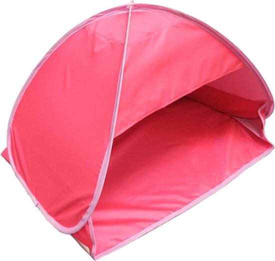 Cuupo Strandtent, luifel, pop-up 1,8 x 2,1 m, anti-wind zonnescherm UPF50 lycra zonnescherm buiten met stabiliteitspalen, draagbaar zonnescherm voor strand camping vissen achtertuin met stranddeken