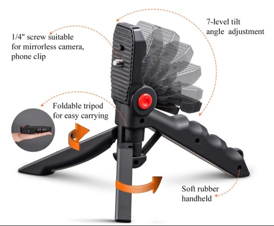 KIWIFOTOS 3-in-1 Telescopische Handgreep – Statief En Selfie Stick In één – Met Telefoonhouder En GoPro Bevestiging – Compact En Veelzijdig