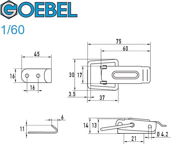 GOEBEL® - 100 x Attaches de serrage en acier inoxydable A2 1/60 avec contre-crochet - Trou de rivet aveugle 4,1 mm - Premium Fixation de boîte - Fermeture de tension - Qualité supérieure - Contre-pièce incluse
