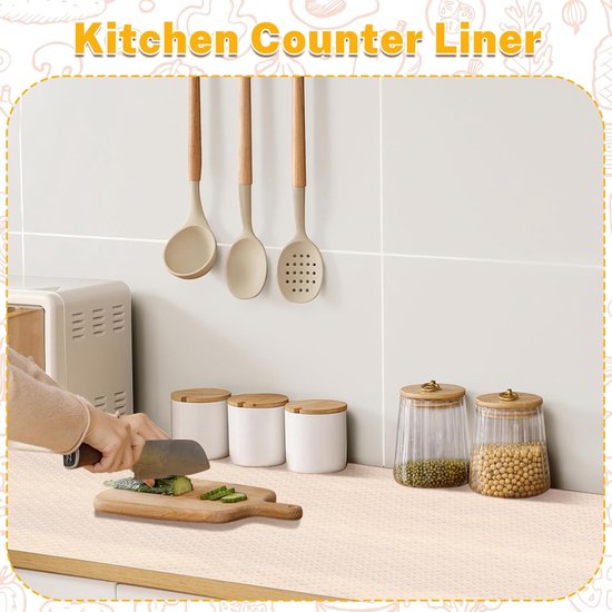 Arthome Plank en ladevoering, antislip keukenkastvoering waterdichte wasbare kastmat niet-klevende sterke grip oliebestendig plankpapier voor keukenplanken, koelkast, 59,9 x 599,4 cm, chrysant