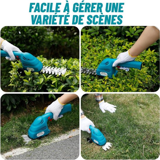 Mini-grastrimmer draadloos met telescopische pool - 2 x 20 Ah accu - 74 V heggenschaar accu - draadloze randgrootte - type C opladen Heggenschaar van Merkloos	 — afbeelding 4