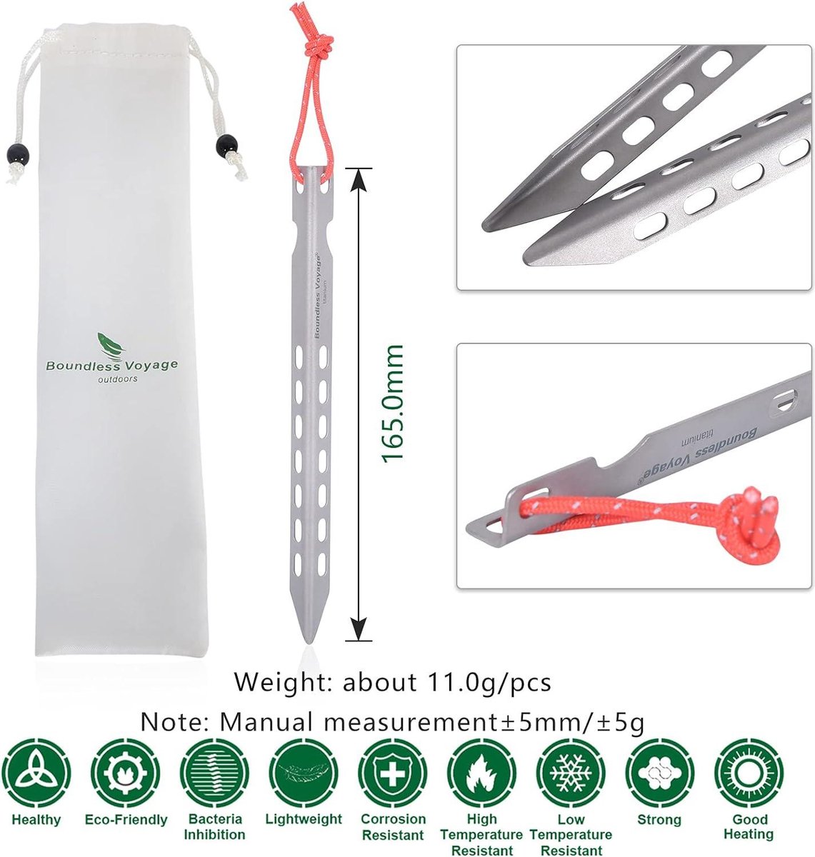 IBasingo Titanium Tent Haringen - Ultralichte Camping Pennen 6/8/12 Stuks