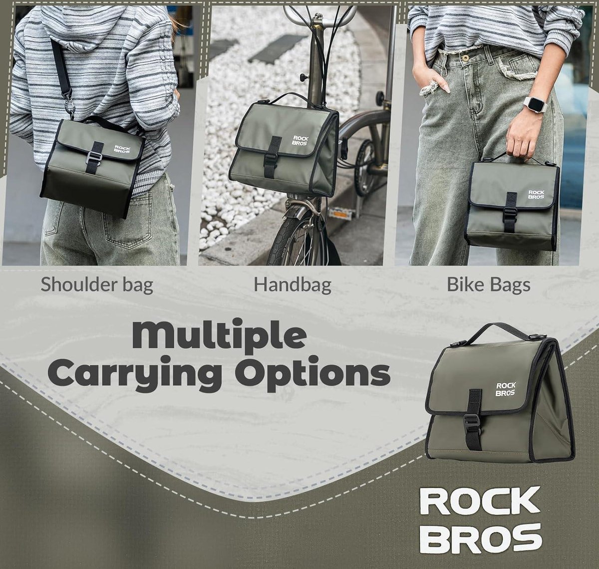 Bicycle Handlebar Bag Front Bag with Buckle for Brompton Folding Bike 4-7 L - Shoulder Strap - Shoulder Bag