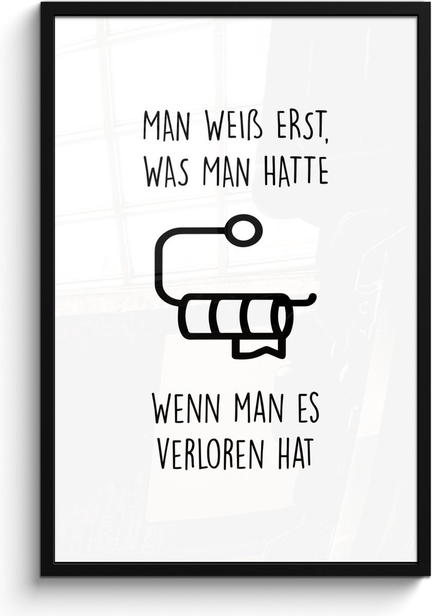 Poster in lijst - Fotolijst 60x90 cm - Posters - Quotes - Wit - WC papier - Humor - Poster
