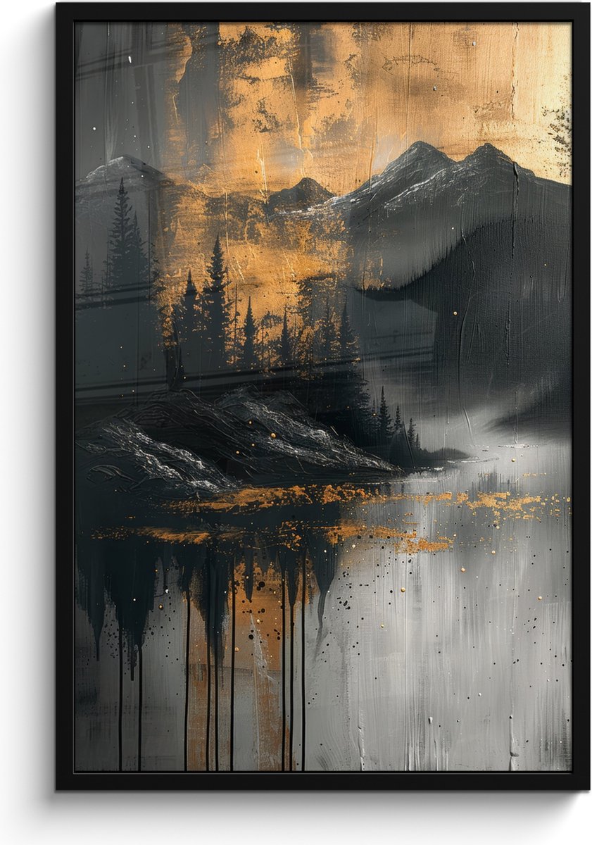 FrameYourWall Poster in lijst - Fotolijst 60x90 cm - Posters - Natuur - Abstract - Landschap - Modern - Posterlijst zwart - Decoratie - Wanddecoratie woonkamer - Muurdecoratie slaapkamer