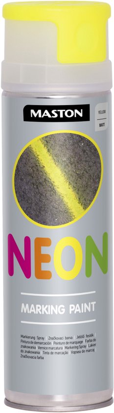 Maston spuitbus met neon gele markeerverf, mat, met dop.