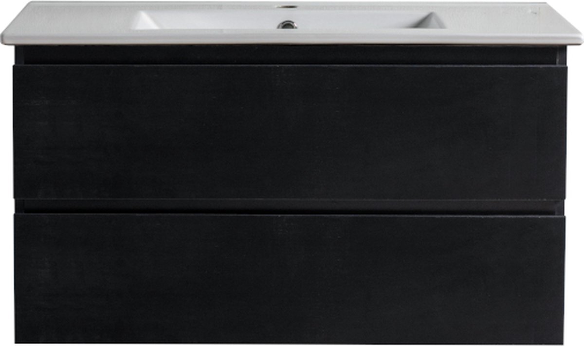 LINEA UNO - Kode 100 - Mat zwart - Badmeubel - - 301564