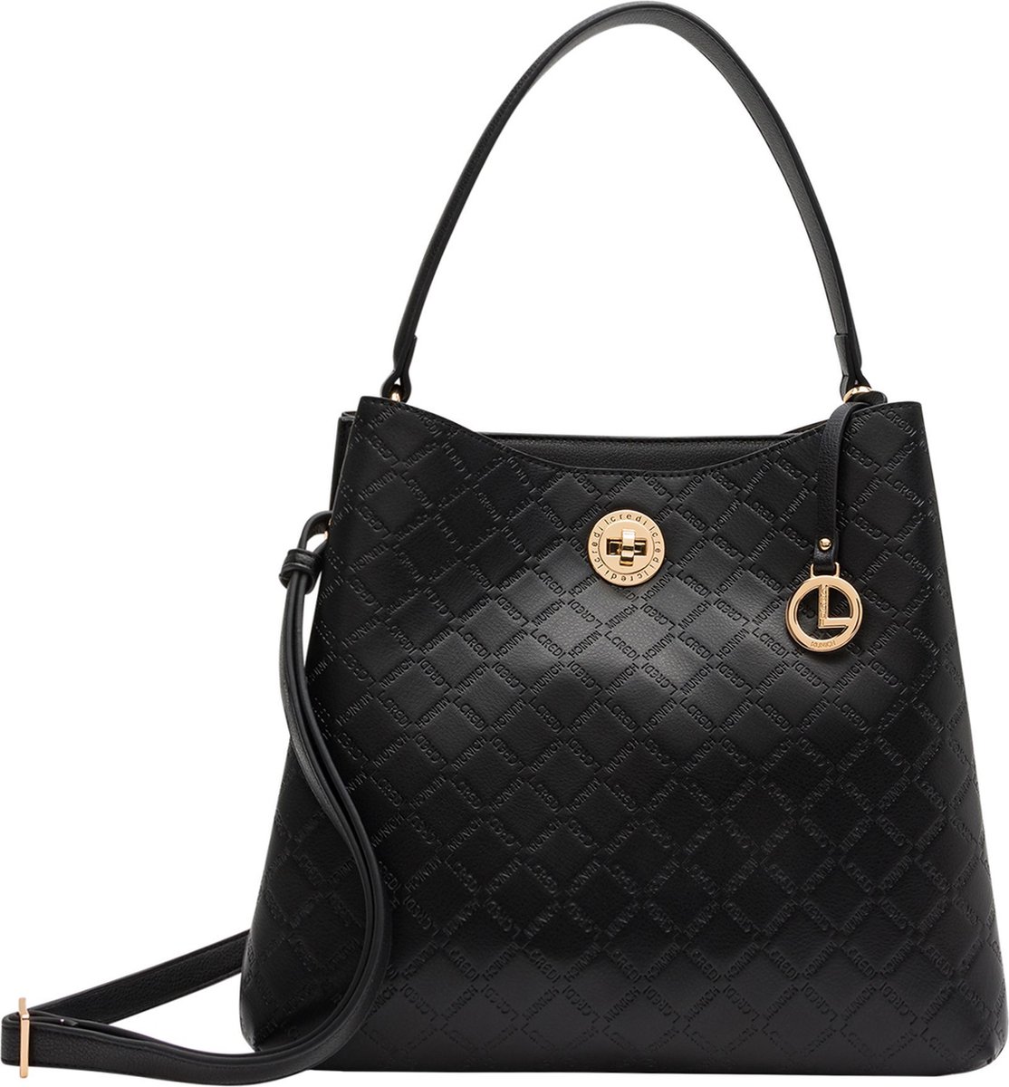 L.CREDI Schoudertas Filiberta Hobo Bag Black Zwart